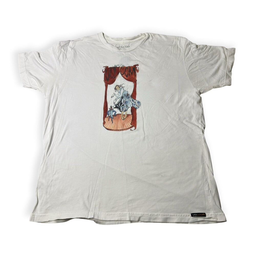 Volcom White Logo T-Shirt Size XL Slim Fit Shirt Skater VTG 90s Rare